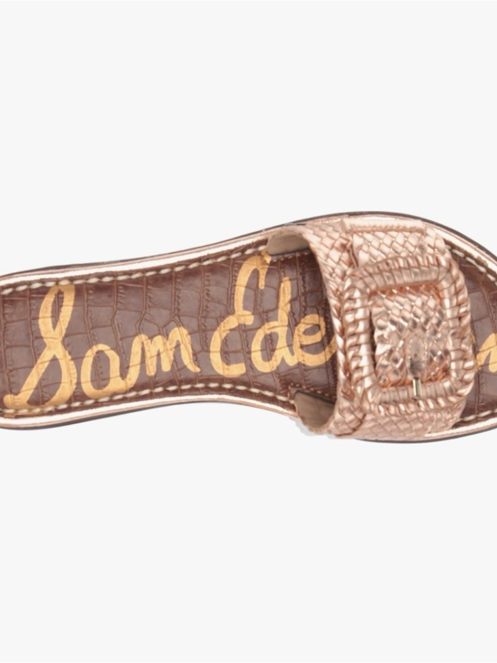 Sam Edelman Metallic Rose Gold Woven Buckle Slide